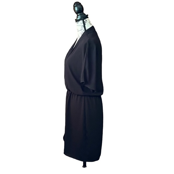WAYF Black Sutherland Dolman Faux Wrap Blouson Waist Chiffon Mini Dress XS - Picture 4 of 10
